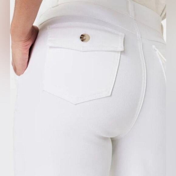 NEW SPANX BRIGHT WHITE Stretch Twill Cropped Wide Leg Pant POCKETS SZ S - Picture 5 of 15